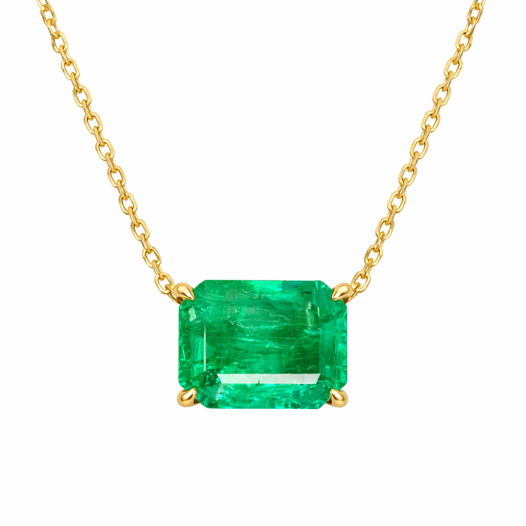 Colombian Emerald 2.56 Carat Pendant in 14K Gold — Yellow Gold Necklace by Katura