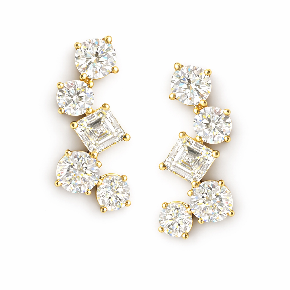 Izzy Diamond Earrings in 18K Gold — Rose Gold Earrings by Katura