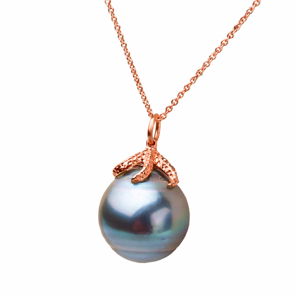 Starfish South Seas Pearl Pendant in 18K Yellow Gold — Rose Gold Necklace by Katura