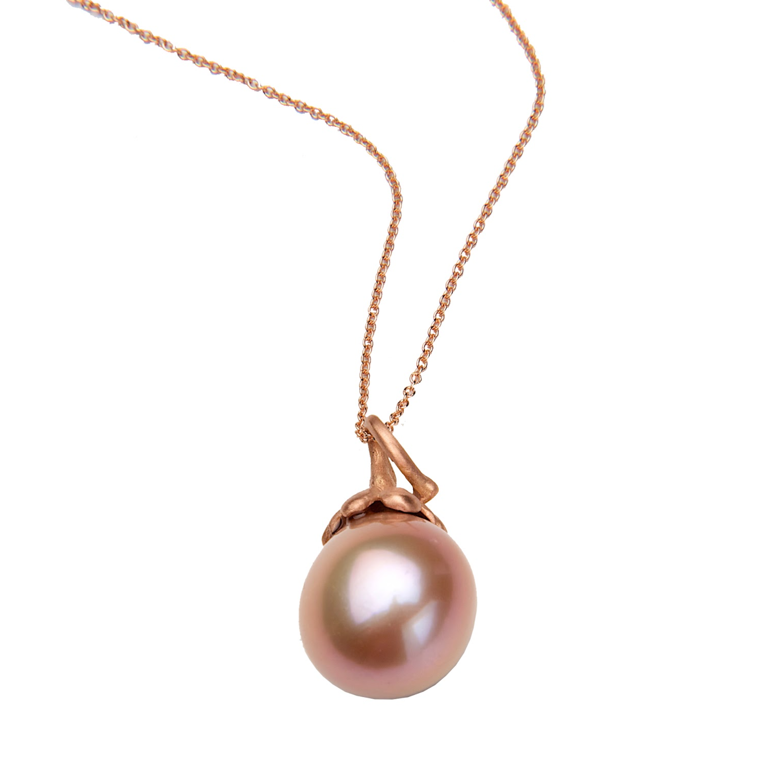 Rose Gold Pearl Pendant — Rose Gold Necklace by Katura