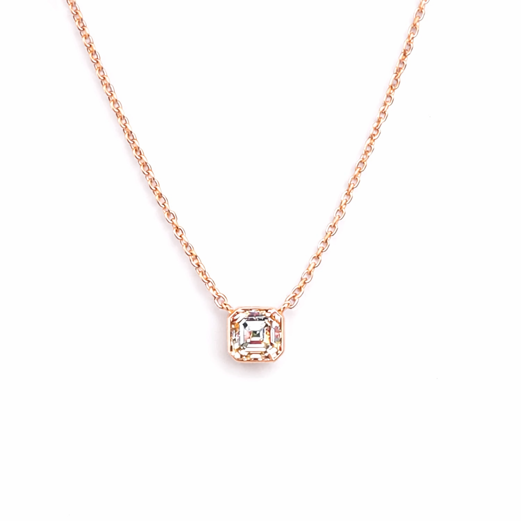 Asscher Solitaire Necklace in Rose Gold — Rose Gold Necklace by Katura