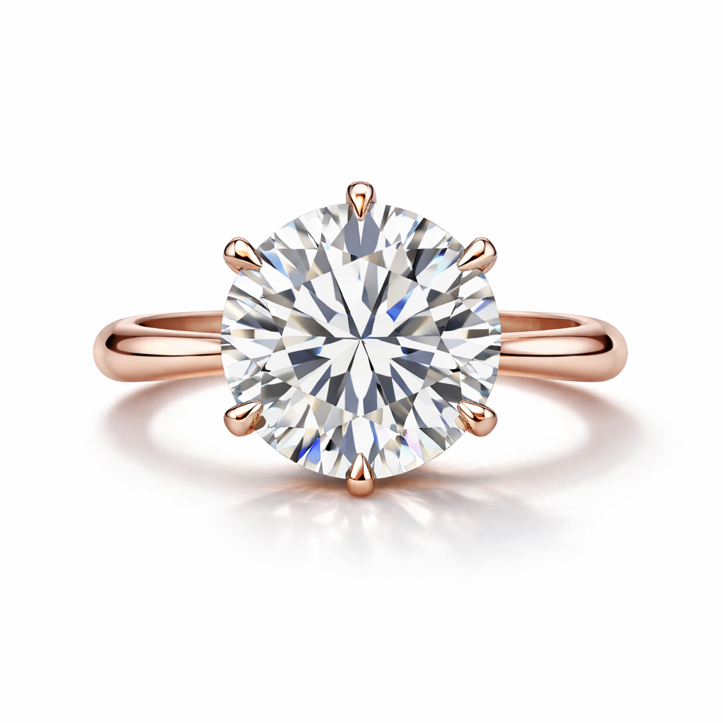 777 Lucky Numbers Rose Gold Solitaire Round Brilliant — Rose Gold Ring by Katura