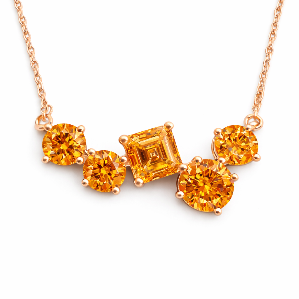 Izzy Orange Fancy Diamond Necklace in 18K Rose Gold — Rose Gold Necklace by Katura