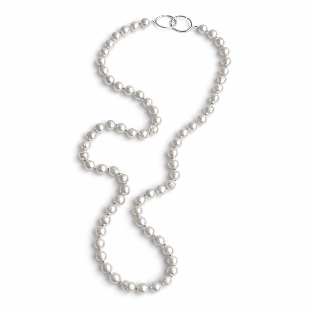 Cultured Freshwater pearls with Sterling Silver Katura Signature Clasp Necklace — Sterling Silver Necklace by Katura