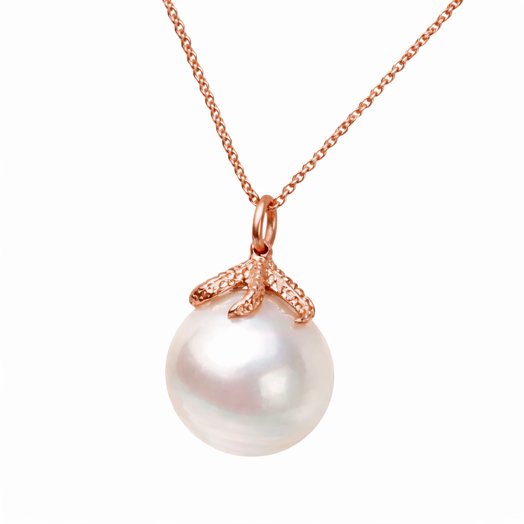 South Seas Pearl and Katura Signature Starfish Pendant in 18K Rose Gold — Rose Gold Necklace by Katura